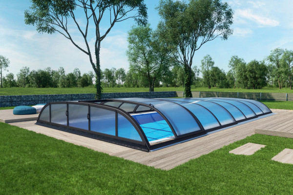 Albixon Schwimmbadüberdachung Poolüberdachung Dallas B PK 8 mm Anthrazit